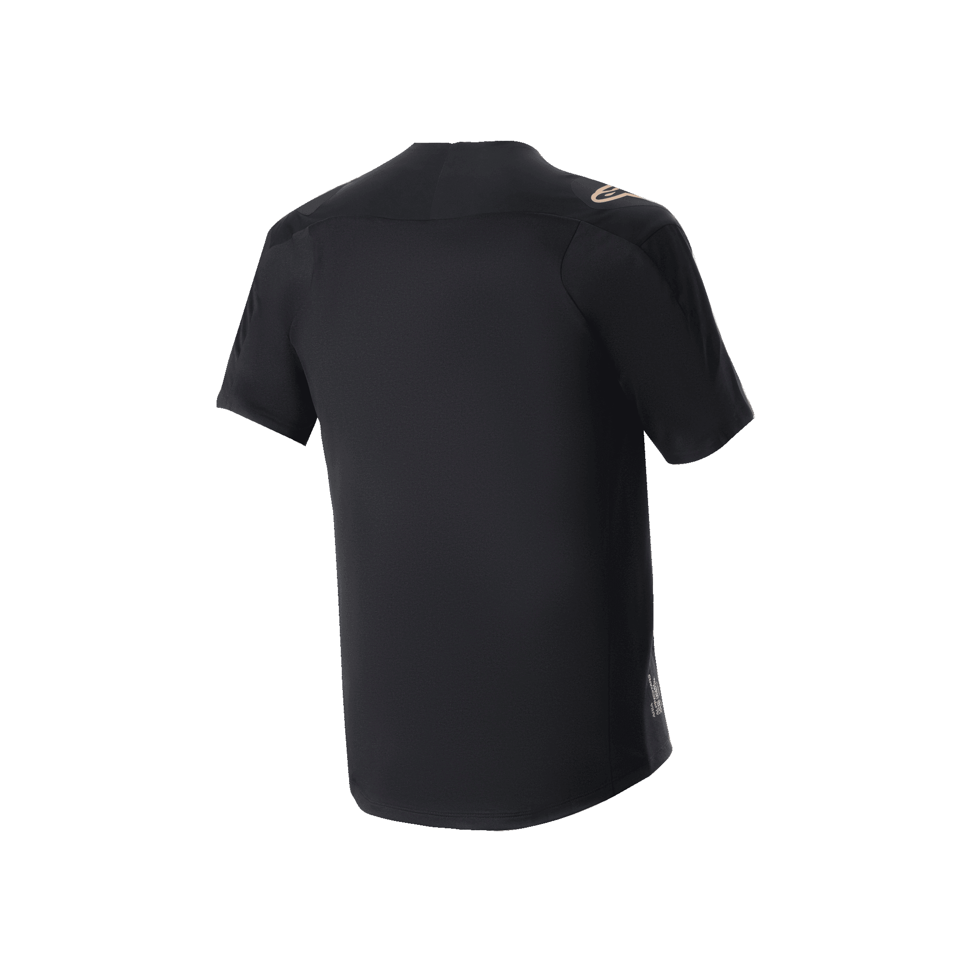 Alpinestars A-Aria Polartec Switch Jersey, Short Sleeve MTB Jersey, Black, back view showing performance fit and longer drop tail, technical moisture-wicking fabric for trail riding