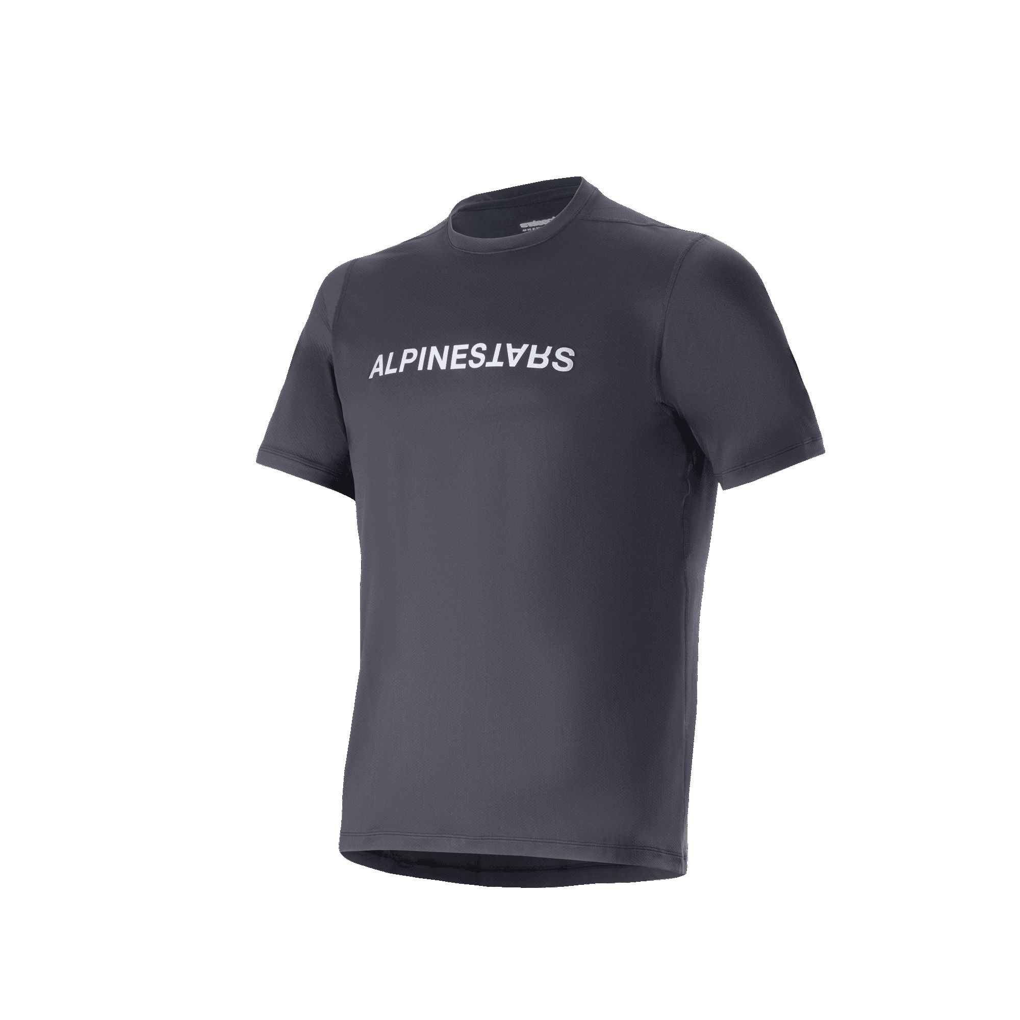 Maillot à manches courtes Alpinestars A-Dura Switch, noir, avec logo Alpinestars blanc sur la poitrine, tissu jacquard léger évacuant l'humidité, vêtement de performance décontracté pour le VTT