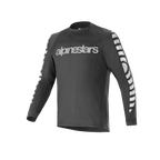 Maillot à manches longues Alpinestars A-Dura Dri Oscar, maillot de cyclisme, noir réfléchissant, avec un grand logo réfléchissant argenté sur la poitrine et des motifs graphiques sur les manches, vêtement technique de performance pour VTT