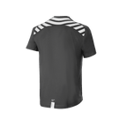 Alpinestars A-Dura Dri Oscar Short Sleeve Jersey, MTB Jersey, Black Reflective, rear view featuring white diagonal stripes on the shoulders and back, drop tail hem for cycling coverage