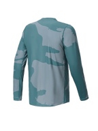 Maillot Alpinestars Youth A-Dura Hollow Camo, maillot de VTT à manches longues, vert Silver Pine Camo, vue arrière présentant un petit logo et un pan arrière plus long pour une protection optimale à vélo