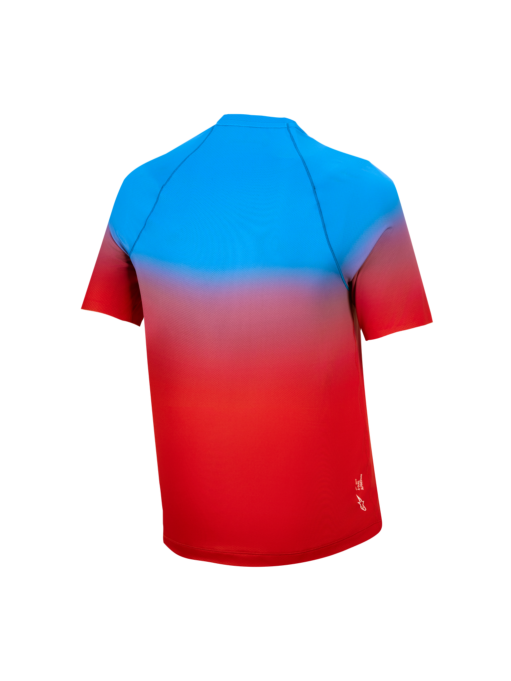 Youth A-Dura Astars Jersey 2.0, short sleeve MTB jersey, bright red and blue gradient, performance gear seen from the back.