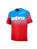 Youth A-Dura Astars Jersey 2.0, blue and red gradient short sleeve MTB jersey with white chest logos and wordmark.