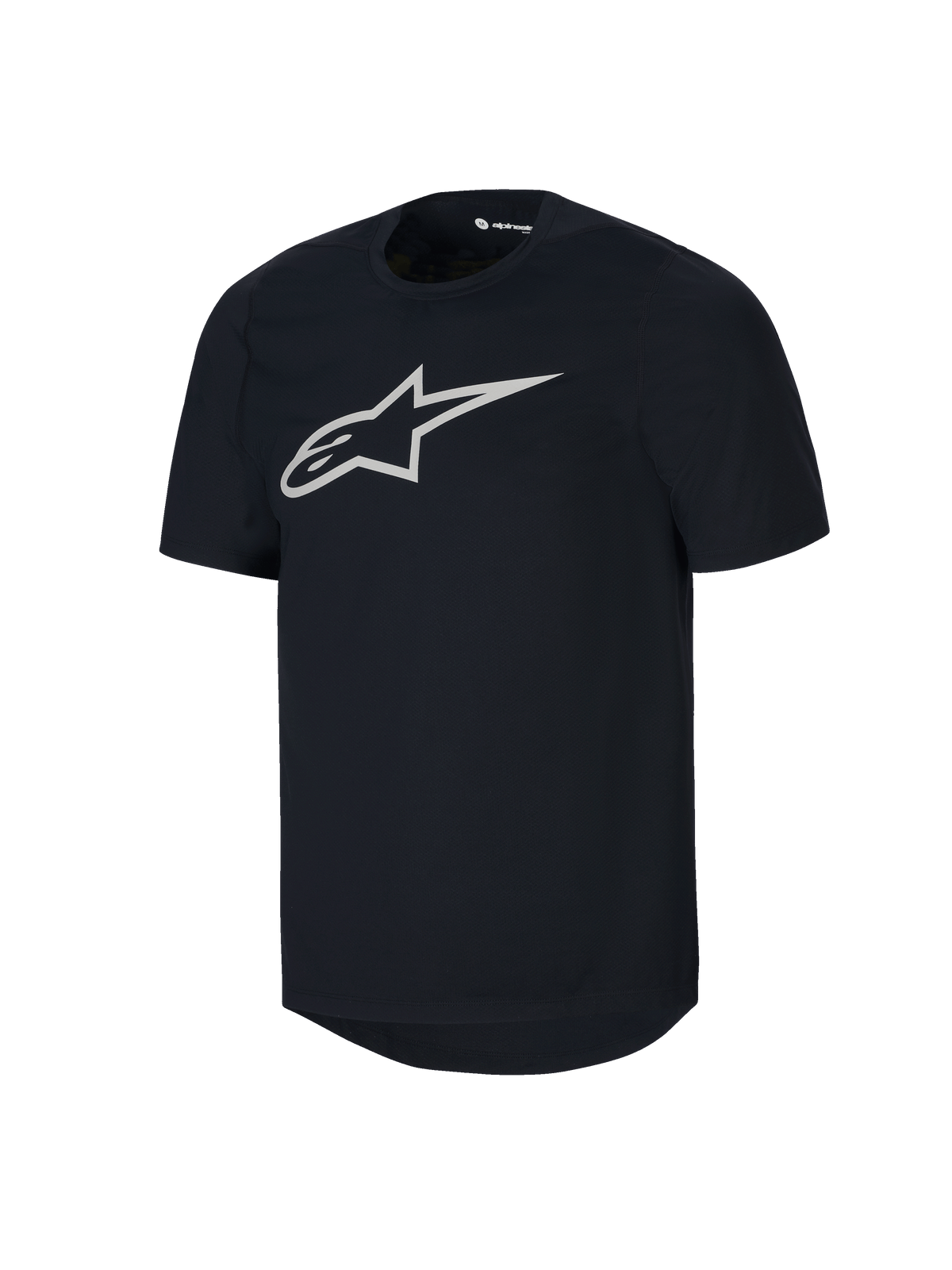 Maillot à manches courtes Alpinestars Youth A-Dura, maillot de VTT noir, grand logo Astars blanc sur la poitrine, col rond, vêtement de performance décontracté pour le VTT