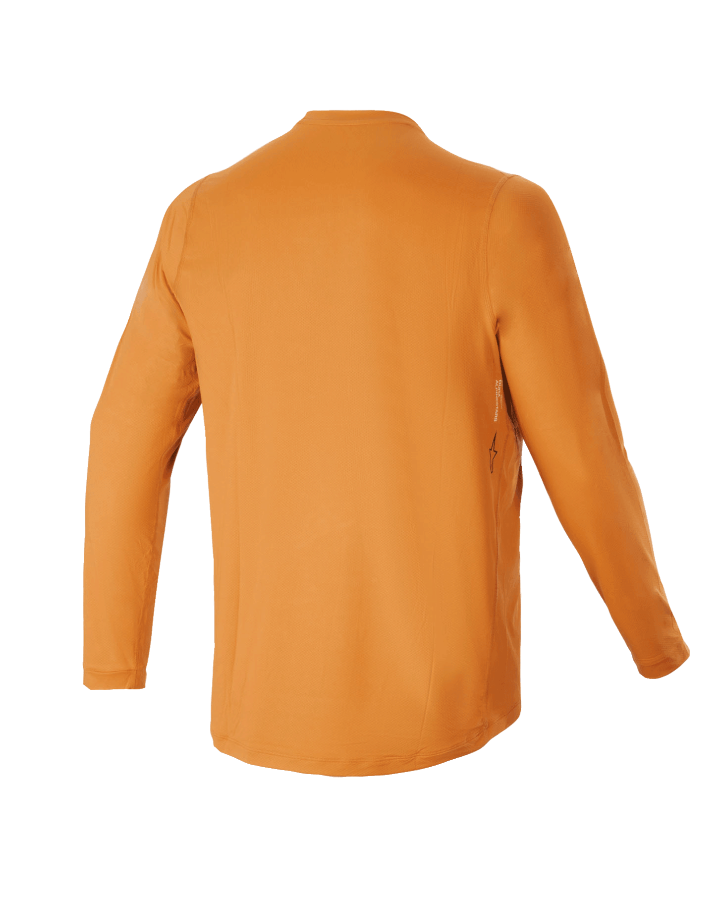 Maillot à manches longues Alpinestars Youth A-Dura Rocker, Or foncé, vue arrière montrant le pan arrière allongé, tissu technique évacuant l'humidité pour le VTT junior