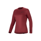 Alpinestars Maillot Thermique Stella A-Dura, maillot de VTT à manches longues pour femme, bourgogne, haut thermique doublé de polaire avec pan arrière allongé