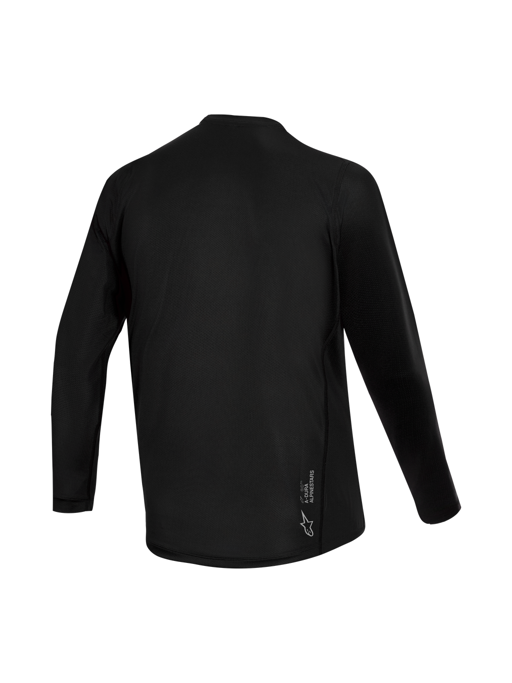 Maillot Stella A-Dura Ride noir à manches longues, vue arrière avec texture jacquard et logo Alpinestars.