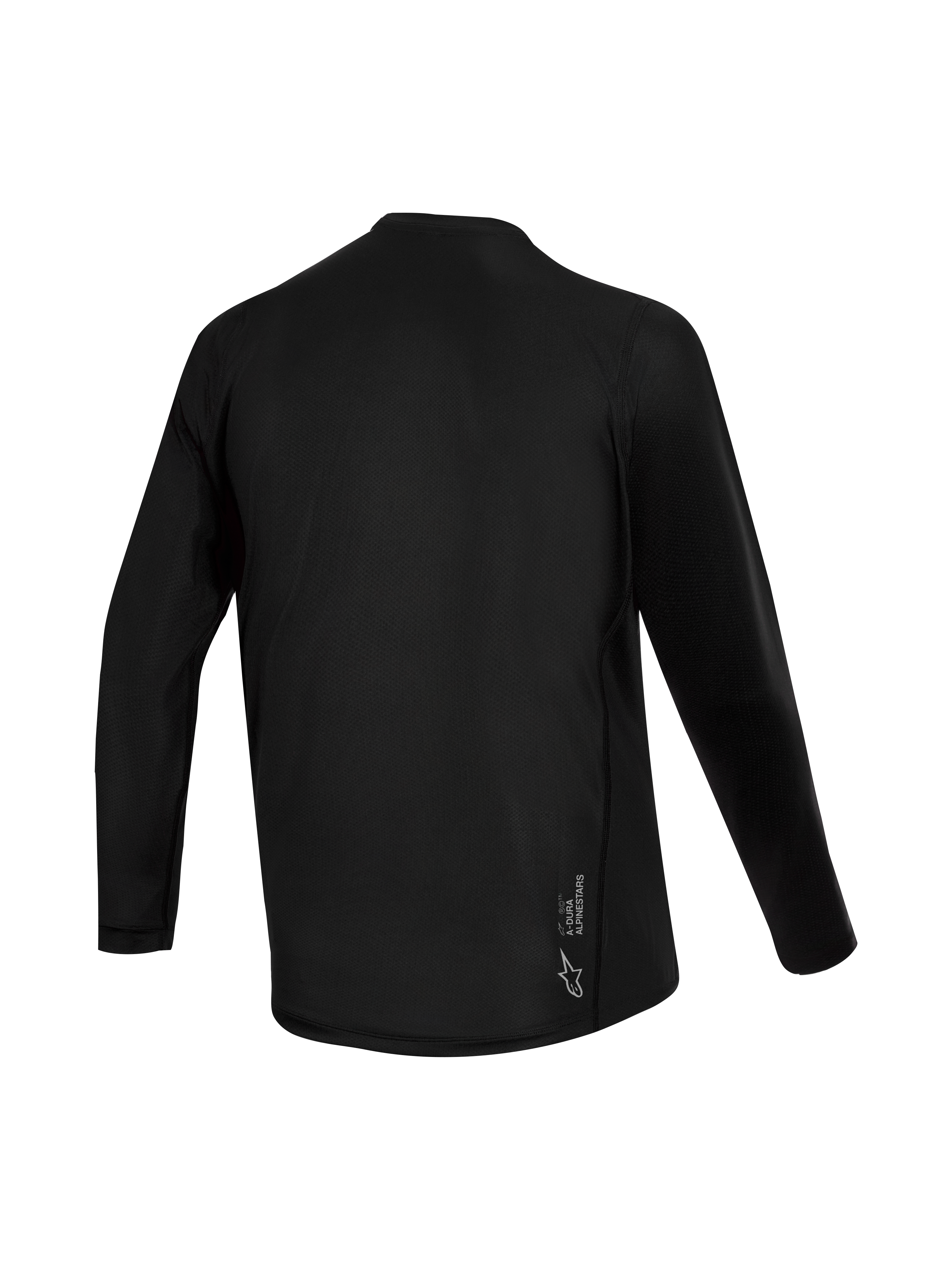 Maillot Stella A-Dura Ride noir à manches longues, vue arrière avec texture jacquard et logo Alpinestars.