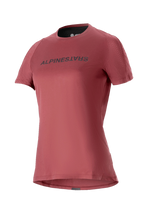 Alpinestars Stella A-Dura Dri Switch pour femme, maillot de VTT à manches courtes, rouge bordeaux avec logo noir, manches en maille perforée pour la respirabilité, équipement de cyclisme de performance