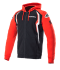 Alpinestars Honda Zip Hoodie, sweat à capuche zippé, rouge et noir avec des accents blancs, logo Honda sur la poitrine et la manche, logos Alpinestars sur les épaules, capuche avec cordon de serrage, vêtement de sport automobile décontracté