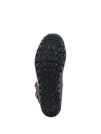 Bottes Alpinestars Tech-T, vue de la semelle, semelle extérieure en caoutchouc noir avec motif d'adhérence hexagonal texturé, conçue pour la sensibilité du pilotage trial et le contrôle des repose-pieds.