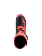 Alpinestars bottes Tech-T, bottes de moto trials pour homme, rouge fluo et noires, en cuir, vue de dessus
