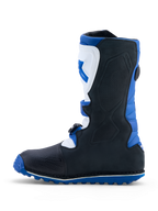 Bottes Alpinestars Tech-T, bottes de moto pour trial tout-terrain pour homme, bleu foncé, noires et blanches, dotées de plaques de protection tibia en TPU et de semelles adhérentes, certifiées CE
