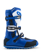 Bottes Alpinestars Tech-T, bottes de moto pour trial, homme, bleues, blanches et noires, cuir et microfibre, système à trois boucles, semelle en caoutchouc haute adhérence, certifiées CE