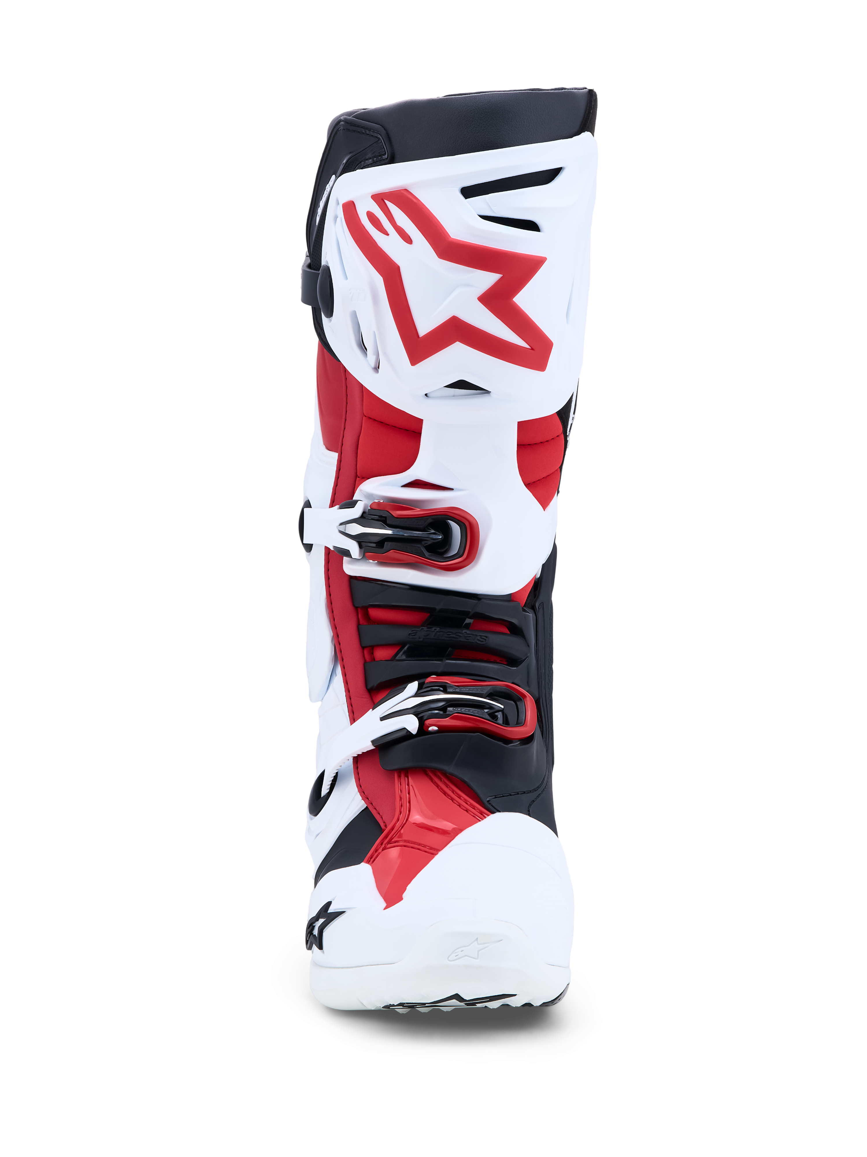 Alpinestars Tech-10, bottes de motocross pour homme, blanches et rouges, avec attelle de cheville et certifiées CE.