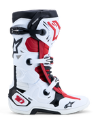 Alpinestars Tech-10, bottes de motocross, blanches, noires et rouges, avec système à double pivot et protection DHCP, certifiées CE