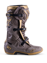 Botte Alpinestars Tech 10 Air Gold Édition Limitée, Earth Brown Gold, botte de motocross avec coque protectrice en TPU.
