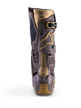 Bottes Alpinestars Tech 10 Air Gold, vue de dos, coloris Earth Brown Gold, coque en TPU et accents dorés, motocross.