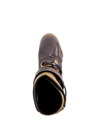 Bottes Alpinestars Tech 10 Air Gold Earth Brown Gold, vue de dessus montrant la coque TPU et la doublure intérieure.