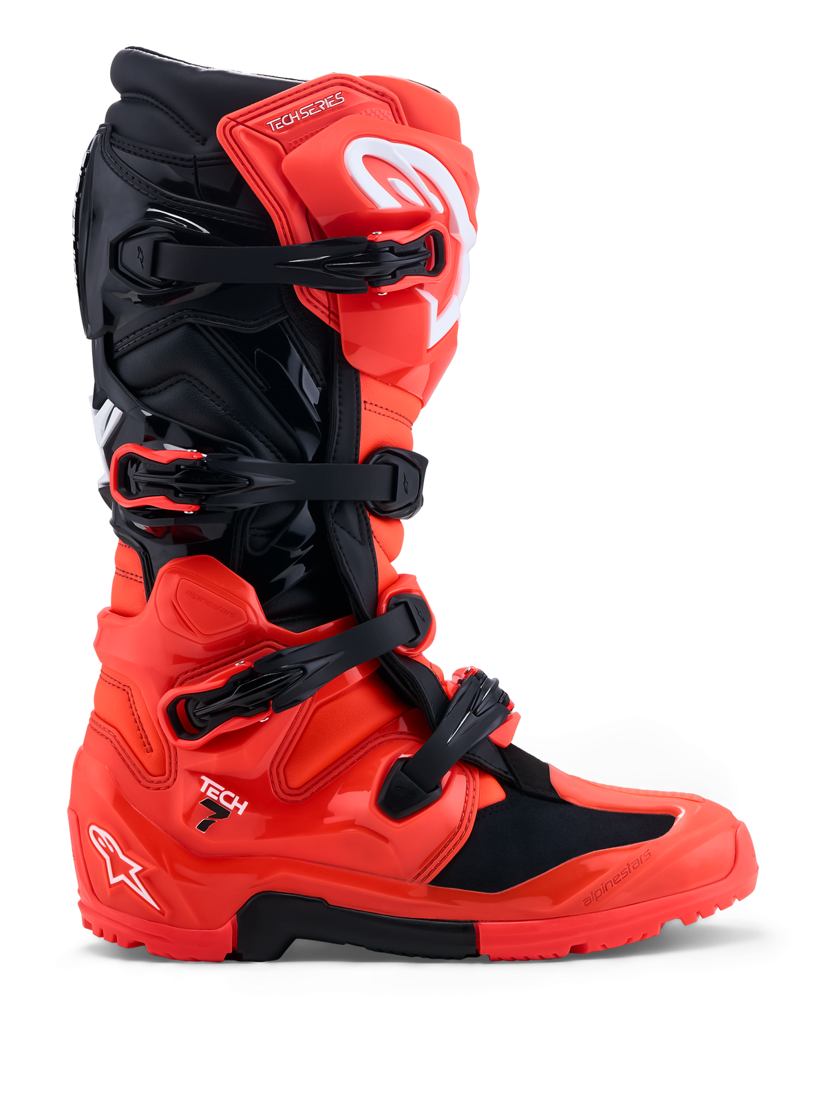 Alpinestars Tech 7 Enduro, bottes de moto tout-terrain pour homme, rouges et noires, protections en TPU, semelle à double composé, certifiées CE