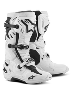 Bottes Alpinestars Tech 10 Supervented, bottes de motocross, blanches, dotées d'entrées d'air à l'avant, d'un protège-tibia ventilé et d'un système de boucles réglables, chaussures de course tout-terrain haute performance