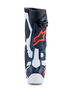 Alpinestars Tech-10 Supervented, bottes de motocross, bleu et blanc avec accents fuchsia, construction en TPU perforé