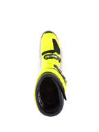 Alpinestars Tech 7 Boots, Motocross Boots, Yellow Fluo and Black, top-down view looking into the interior, showing the buckle closure system and padded collar