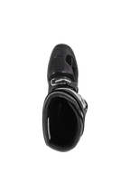 Alpinestars Tech 7 Enduro Boots, Motocross Boots, Black, top-down view looking into the padded interior, showing the adjustable buckle closure and reinforced toe box with a textured shift pad.