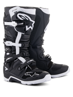Bottes Alpinestars Tech 7 Enduro Drystar®, bottes de moto tout-terrain, noir et blanc, dotées d'une membrane imperméable, d'un système de fermeture à boucles multiples et d'une semelle robuste spécifique à l'enduro pour des performances tout-terrain
