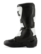 Alpinestars Tech 3 Boots, Motocross Boots, Black and White, medial side profile featuring textured grip panels, TPU protectors, and durable microfiber construction, professional-grade off-road footwear.