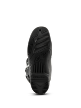Alpinestars Tech 3 Boots, Motocross Boots, Black, bottom view of the textured rubber outsole featuring the Alpinestars logo and wordmark, high-grip tread design for off-road performance