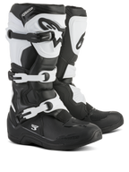 Alpinestars Tech 3 Boots, bottes de motocross, noir et blanc, dotées d'un système de fermeture à trois boucles, plaque de tibia et contrefort de talon protecteurs en TPU, construction durable en microfibre et matière synthétique pour la course tout-terrain