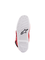 Alpinestars Youth Tech 7S Boots, Sole View, White compound sole with black star logo, high-grip rubber patterning for superior durability and feel, embossed Alpinestars branding on heel
