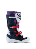 Bottes Alpinestars Tech 7S Junior, bottes de motocross junior, bleu foncé, blanches et rouges, avec protections TPU.