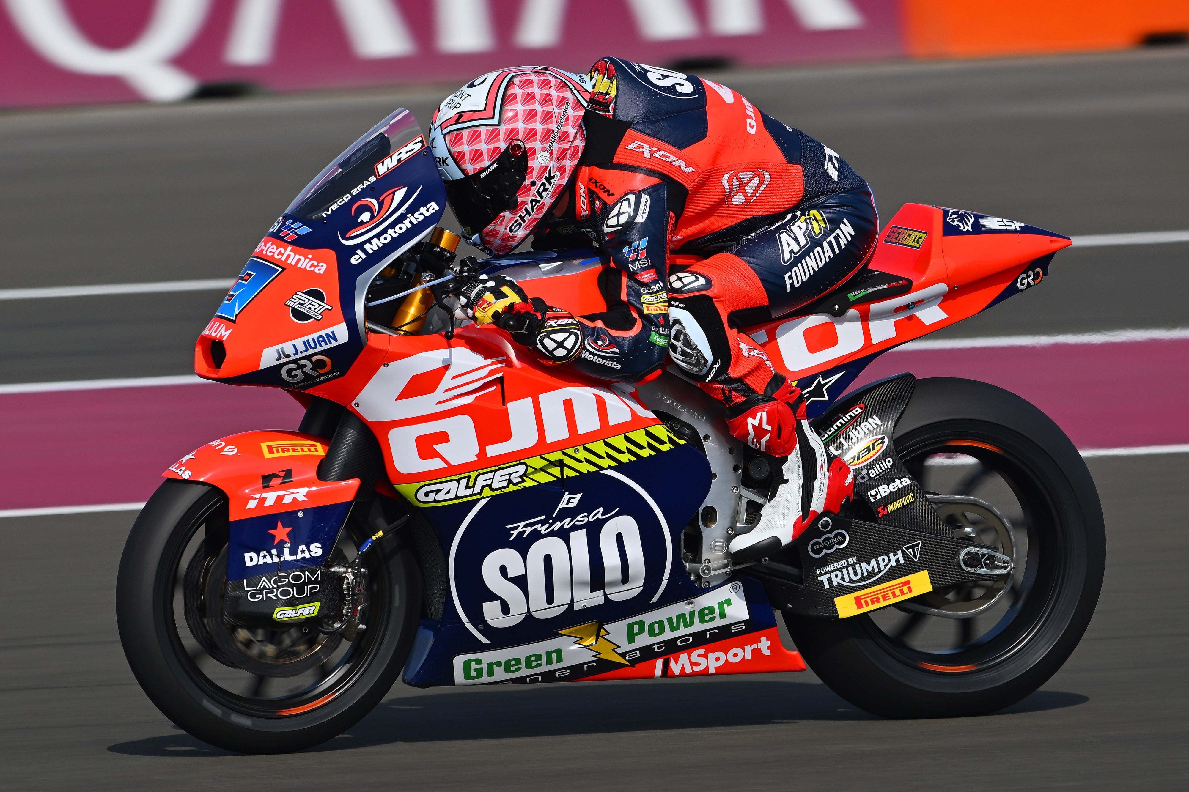 Sergio Garcia racing on his bike wearing Alpinestars Supervented boots
