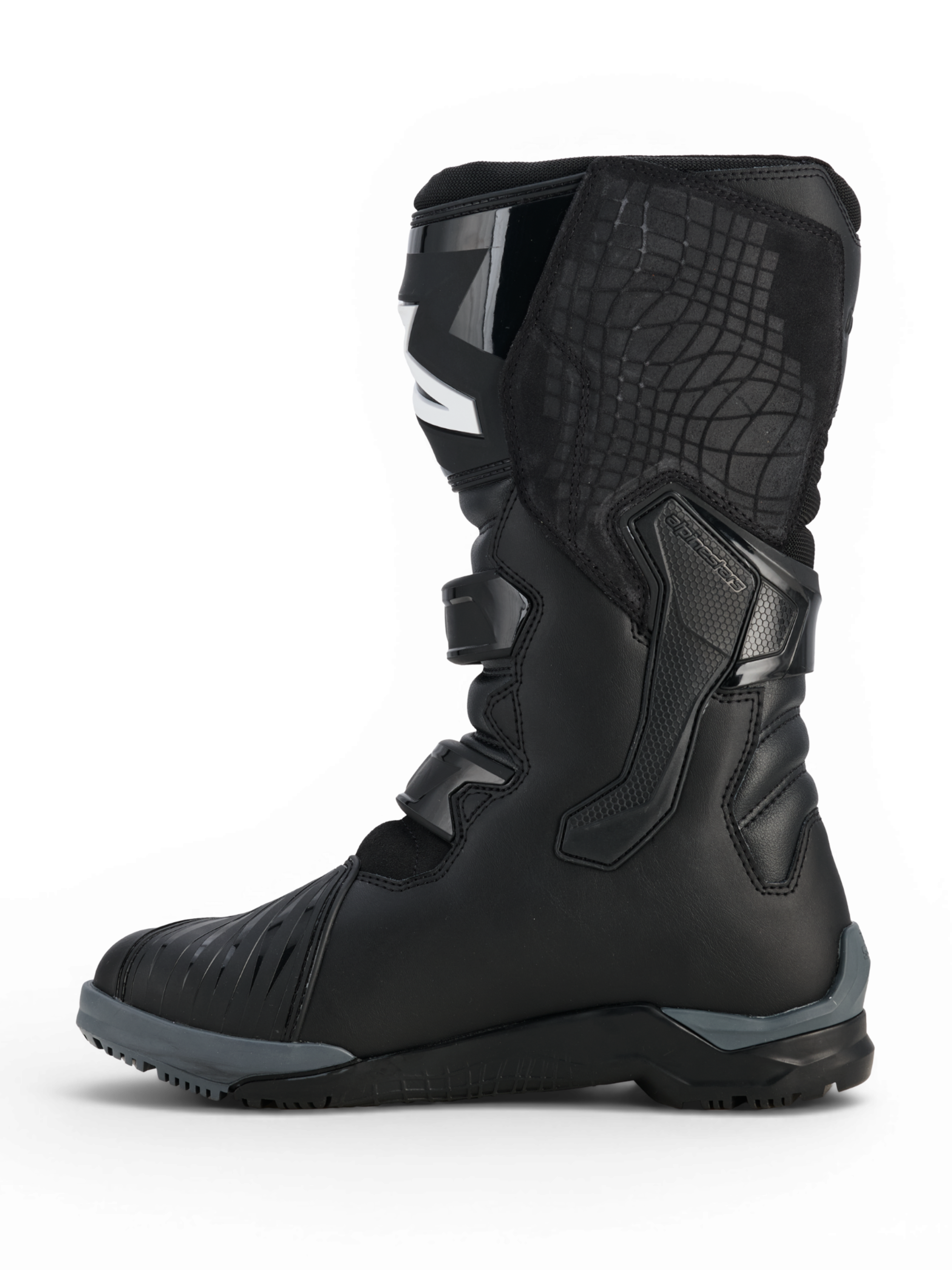 Alpinestars Corozal V2 Adventure Drystar® Boots, black motorcycle adventure boot with protective shin and ankle panels, adjustable buckles, and all-terrain sole