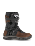 Bottes Alpinestars Belize Drystar, bottes de moto adventure touring à tige courte, cuir marron huilé et noir, protection de cheville latérale flexi-blade, deux boucles à cliquet réglables, semelle en caoutchouc texturé durable