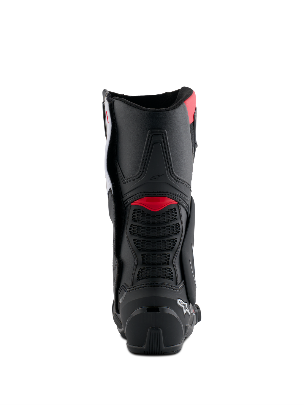 Bottes Alpinestars Honda SMX-6 V3, vue arrière, noires avec accents rouge vif et blanc, bottes de moto de performance dotées d'une protection arrière du mollet en TPU et de détails de ventilation