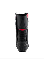 Bottes Alpinestars Honda SMX-6 V3, vue arrière, noires avec accents rouge vif et blanc, bottes de moto de performance dotées d'une protection arrière du mollet en TPU et de détails de ventilation