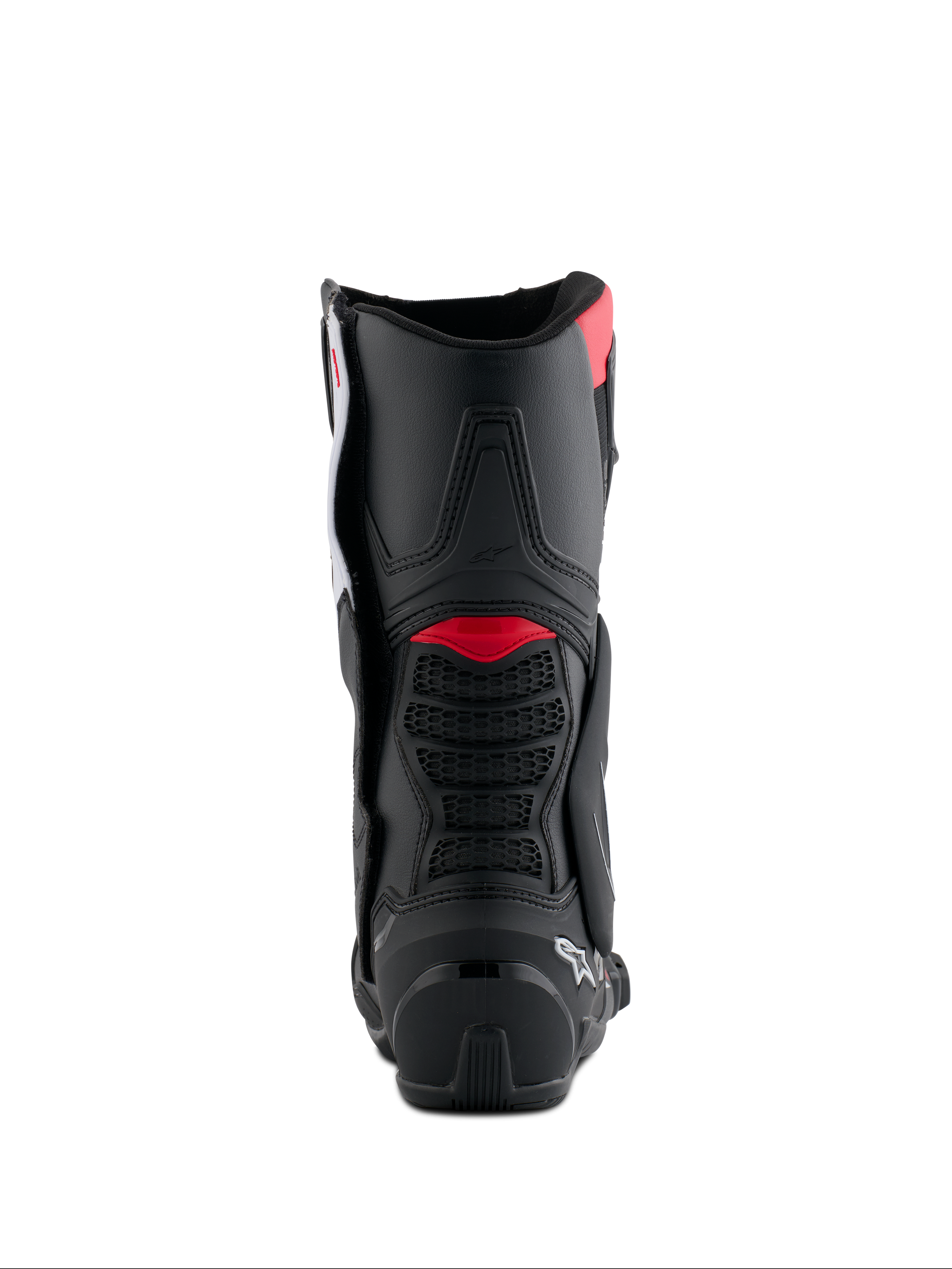 Bottes Alpinestars Honda SMX-6 V3, vue arrière, noires avec accents rouge vif et blanc, bottes de moto de performance dotées d'une protection arrière du mollet en TPU et de détails de ventilation