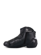 Bottes femme Alpinestars Stella SMX-1 R V2, noir, bottines de moto performance à tige basse, vue de profil latérale montrant la fermeture éclair, la sangle de cheville avec logo et la construction en microfibre avec contrefort de talon en TPU