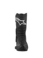 Bottes Alpinestars SMX-6 V3 Drystar®, Noir, Vue de face, bottes de moto de sport et de performance avec logo Alpinestars blanc sur le tibia, protections en TPU et zones de flexion texturées.