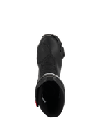 Bottes Alpinestars SMX-6 V3 Drystar, bottes de moto haute performance, noir avec accents rouges, vue de dessus plongeant dans l'ouverture de la botte, zones de flexion texturées et construction en microfibre