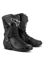 Bottes Alpinestars Stella SMX-6 V3 Drystar, bottes de moto de performance pour femme, noir et argent, tige en microfibre imperméable avec protection TPU, design dérivé de la course pour la piste et la route