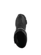 Bottes Alpinestars Stella SMX-6 V3 Drystar®, bottes de moto de performance pour femme, noir, vue de dessus montrant l'ouverture intérieure rembourrée et la tige en microfibre texturée avec un renfort de sélecteur protecteur