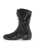 Bottes Alpinestars SMX S Waterproof, noir, bottes de moto montantes avec tige en microfibre durable, protections du tibia et de la cheville en TPU et zone de sélecteur texturée, vue de profil.