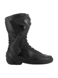 Bottes Alpinestars SMX-6 V3 GORE-TEX, noir et gris foncé, bottes de moto de performance imperméables, avec protection de cheville latérale en TPU et plaque de tibia, construction ergonomique en microfibre avec panneaux en mesh 3D, logo GORE-TEX sur le côté, chaussures spécialisées pour la performance sur piste et sur route