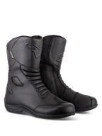 Bottes Alpinestars Web GORE-TEX, bottes de moto touring imperméables noires, construction en cuir avec zones de flexion en accordéon à l'avant et à l'arrière, protège-sélecteur renforcé et conception à entrée latérale pour la conduite sur route