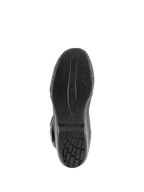 Bottes Alpinestars Radon Drystar®, bottes de touring moto, vue de dessous de la semelle noire en composé vulcanisé avec motifs d'adhérence texturés et logo Alpinestars.