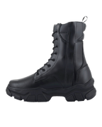 Alpinestars Ava Women Boots, Black full-grain leather, urban motorcycle boot with elevated chunky rubber sole, lace-up front and side zipper, protective footwear for women